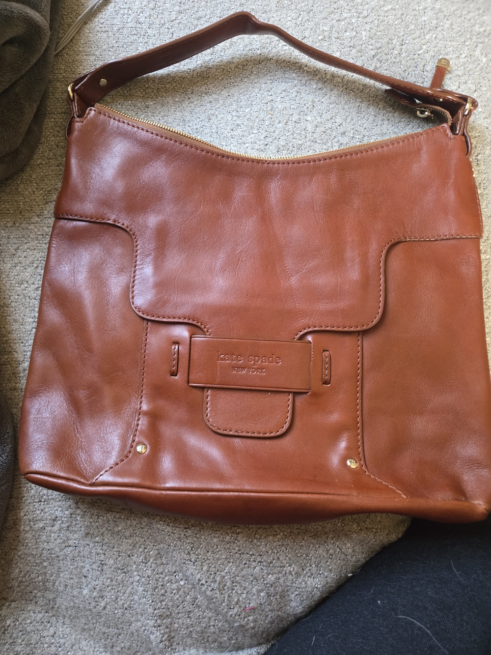Vintage Kate Spade Cognac Brown Leather Hobo Bag